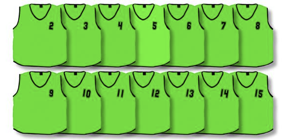 Precision Mesh Numbered 1 - 15 Training Bibs (Green)