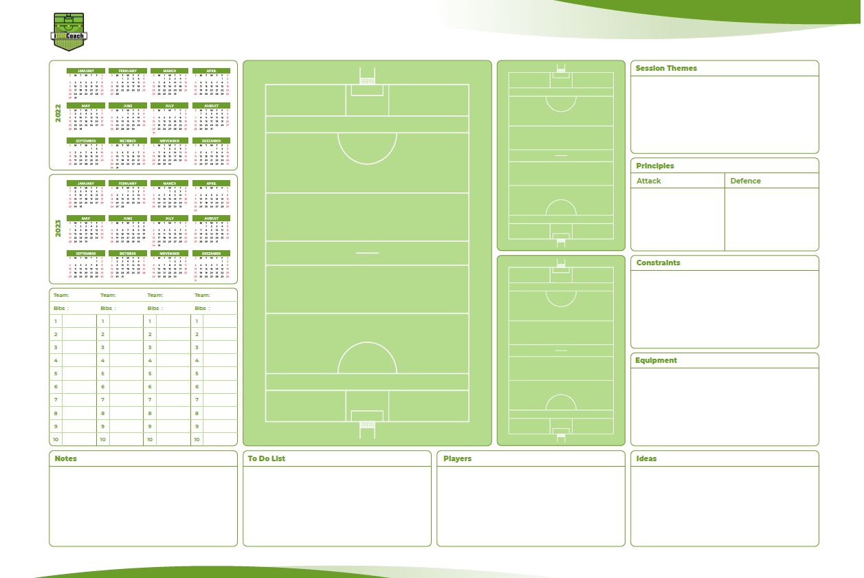 A2 Gaelic Games Coaches Desktop Planner New Pitch Map