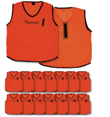 Precision Mesh Numbered 1 - 15 Training Bibs (Orange)