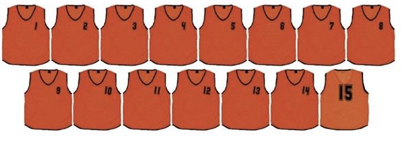 Precision Mesh Numbered 1 - 15 Training Bibs (Orange)