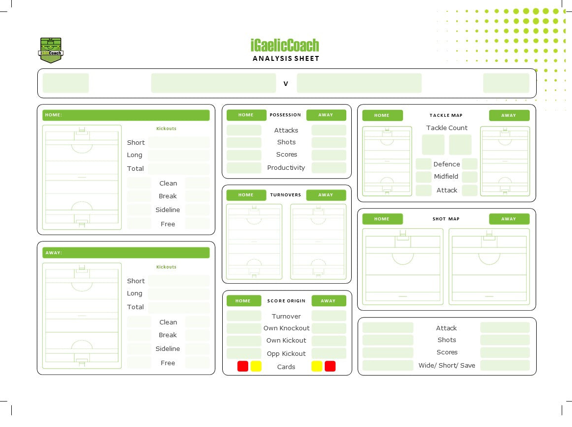 A4 Gaelic Games Statistics Dashboard Pad (50 Sheets)