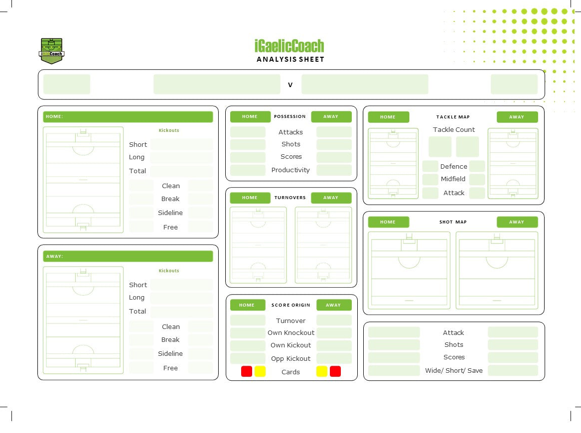 Stats Chart Pad A4 Gaelic Games Statistics Dashboard Pad (50 Sheets) | iGAACoach
