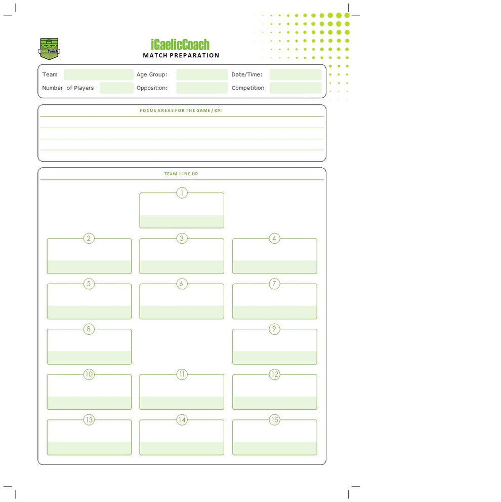 A4 Match Day Preparation (50 Sheets) – iGaelicCoach